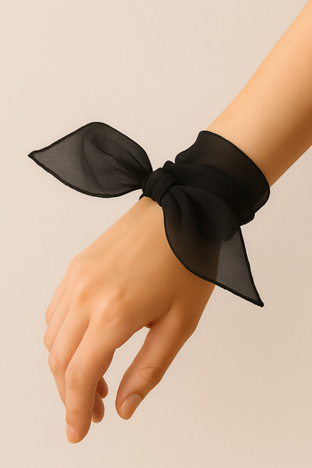 Paciqa Black Colored Plain Chiffon Scarf Multi-Purpose Accessory 50X50
