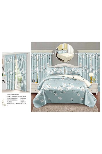 CHIRASO CHIRASO 6-Piece Bedding Set, with Drapery, Sheet 160x230, Duvet Cover, 2 Pillowcases