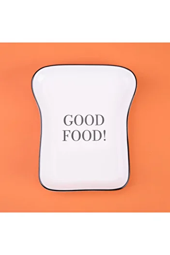 Evidea Kitchen Good Food Patterned Serving Plate - Black / White - 19 cm