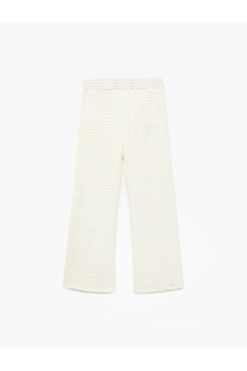 Koton Textured Spanish Leg Trousers with Elastic Waist