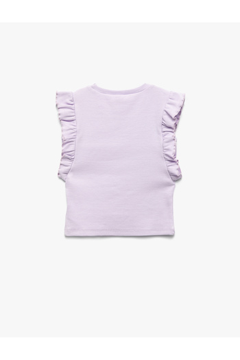 Koton Ruffled Bow Detailed Crew Neck Sleeveless Cotton Ribbed Tank Top