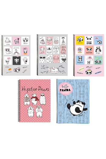 FLY COLOR A4 Plastic P.P Cover 60 Sheets Checkered Patterned Ring Binder Notebook Set
