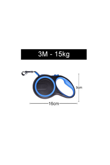 NO BRAND Lesa retractabila extra rezistenta, albastru, pentru caini, extensibila pana la 3 metri, 15 kg