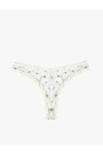Koton Lace Detailed Tulle Blueberry Printed Brazilian Panties