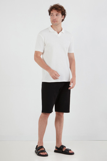 Fulla Moda Waffle Fabric Polo Collar T-Shirt