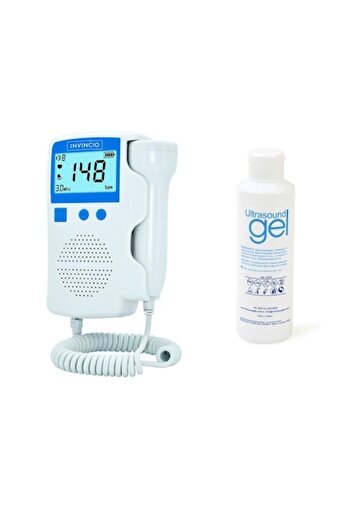 INVINCIO Monitor Fetal Doppler, Invincio, Portable with Ultrasound Gel, White/Blue