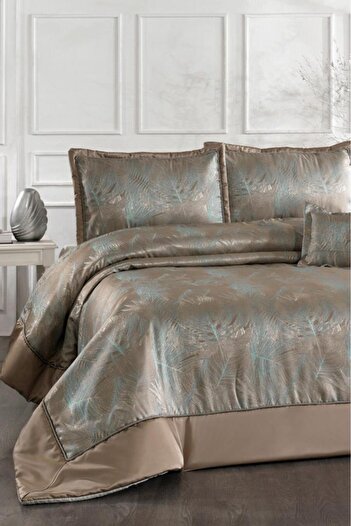 Çeyiz Diyarı Anatolia Fiber Filled Double Size 250X255 cm Bedspread Sage