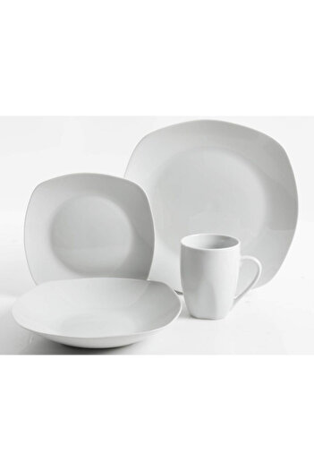 Gibson 16-Piece Classic Pearl Dishwasher Safe Square Dinnerware Set