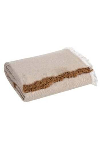 Jumbo Decorative Throw Brown with White Tassels for Two-Seater Sofa 230 x 180 cm