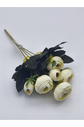 Çınar Çiçek Floare artificială bujor trandafir buchet 5 ramuri 25 cm lungime frunze verde închis