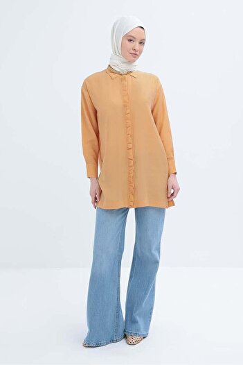 ALLDAY Yellow-Ruffled Slit Shirt