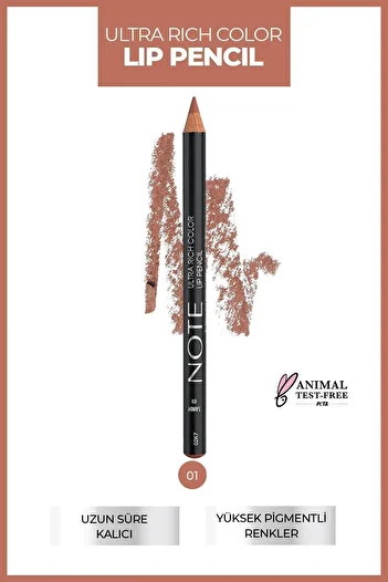 NOTE Nude Lip Pencil – Note Ultra Rich Color 01 Sandy | Long-lasting lip liner, paraben-free