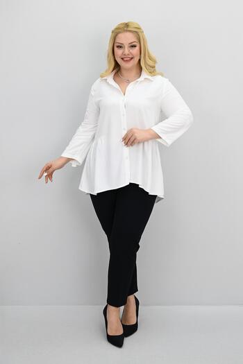 Koza Butik Women's Large Size Ruffle Detailed Shirt 1720-25-1