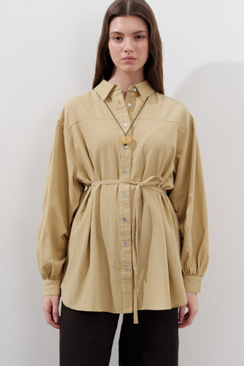 Manuka Cotton Balloon Sleeve Shirt Yellow