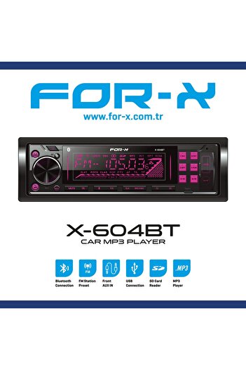 For-X X-604BT ÇİFT USB 3 AMFİ ÇIKIŞLI OTO TEYP