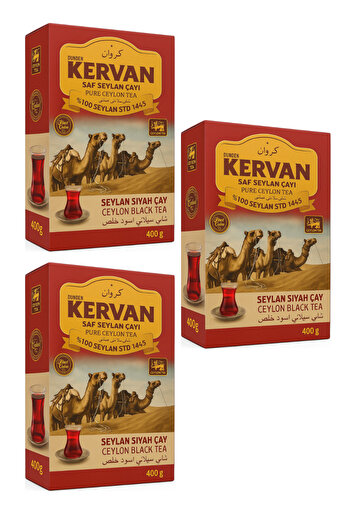 Kervan Pure Ceylon Tea 400 Gr (3 Pieces) |   100% Pure Ceylon Black Tea |   Vacuum Package