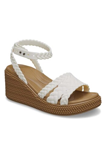 Crocs brooklyn woven ankle strap wedge sandals - chalk