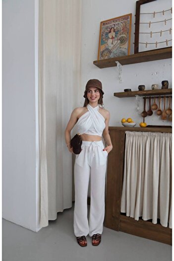 ZF BUTİK Tie-Up Blouse Trousers Set