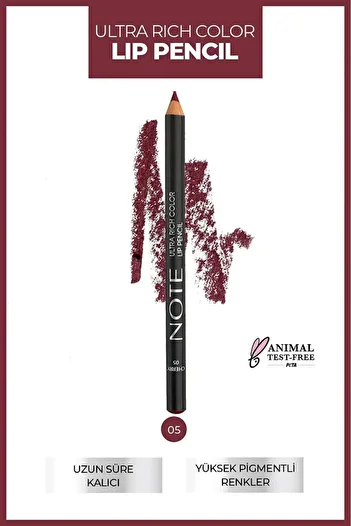 NOTE Purple Lip Pencil – Note Ultra Rich Color 05 Cherry | Intense and creamy lip liner