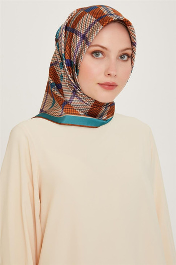 Armine Geometric Pattern Twill Silk Scarf 9247D02 (t) - 04