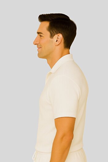armicem Unisex Basic Polo Neck Ottoman Fabric T-Shirt