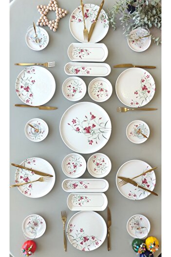 Borser Fushia Çiğdem 21 Piece Breakfast Set for 6 People