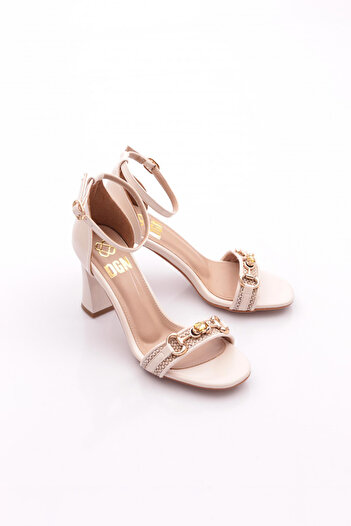 DGN 807 Women's Ankle Strap Heeled Shoes with Accessories
