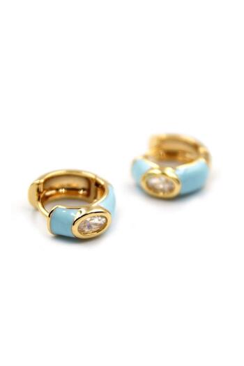 Royaleks Enameled Hoop Earrings - Turquoise