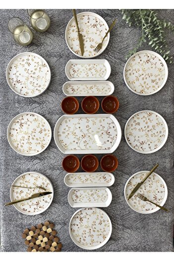 Borser Gold Eliz 19 Piece Breakfast Set for 8 Persons