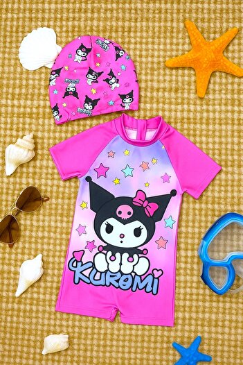 DeKuBaby New Season Cute Character Printed Uv Protection Girls' Jumpsuit Swimsuit with Quick Dry Feature