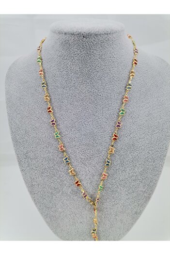 Hobimos Colorful Butterfly Y Necklace - Non-Tarnish Y Necklace