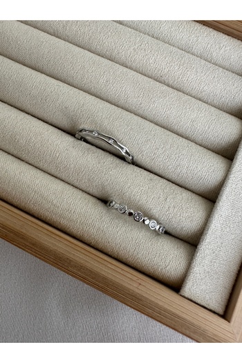 ringbox Silver Color 2-Piece Dot Minimal Series Ring Set