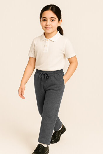 BARLİZ Children's School Pants with Lycra and Lace-Up Waist