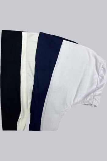 LA SEFA Seamless Lace Hijab Combed Cotton Bonnet 4Pcs - Black-White-Navy Blue-Cream