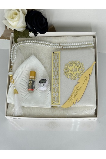 Markapolin Luxury Gift Prayer Mat Set for Men – Yasin Sheriff, Prayer Beads, Skullcap, Essence and Dhikr