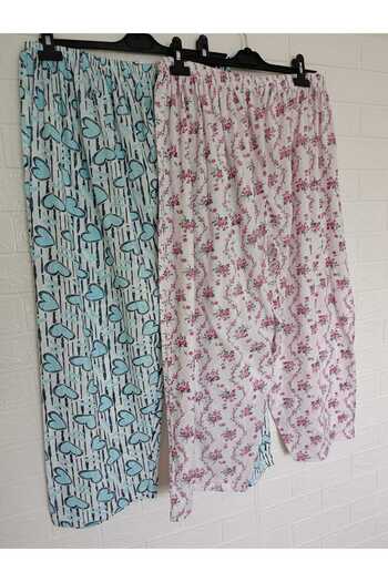 anne moda ankara Oversize, Full Summer, 100% Cotton, Pack of 2, Long, Pajama Bottom
