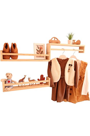 STOREMAX Polysight Wooden Baby and Kids Wall Mounted 3-Piece Shelf Set, Bookshelf, Living Room, Bedroom, Kitchen, Shelf 50