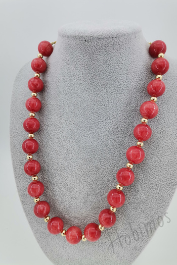 Hobimos Large Red Coral Stone Necklace - Coral Stone Necklace