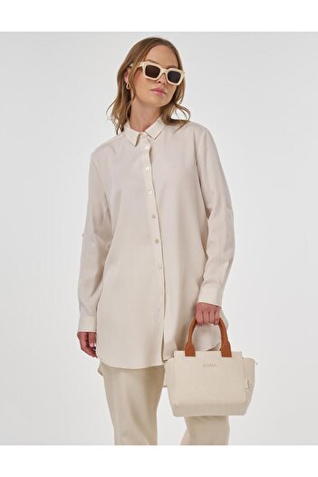 Kayra Embroidered Lyocell Tunic Ecru
