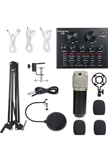 COOYA 13-Piece Multifunctional Professional Live V8 Sound Card Microphone Set