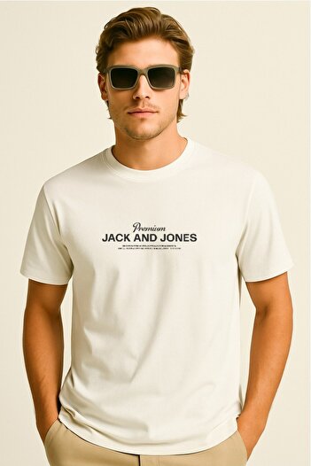 Jack & Jones J&J T-Shirt Men Logo Printed Tee Shirt White Premium