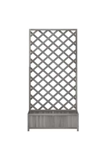 vidaxl Planter with Trellis Grey Solid Wood Fir