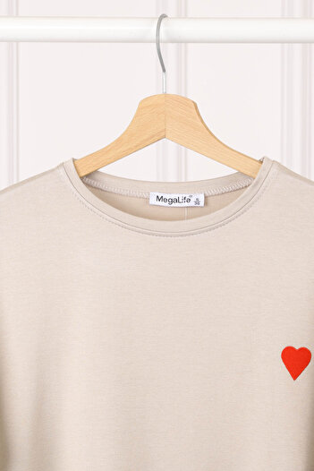 İmajButik Stone Embroidered Short Sleeve Modal T-Shirt