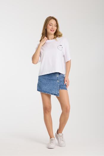 Store 100% cotton high waist button shorts skirt