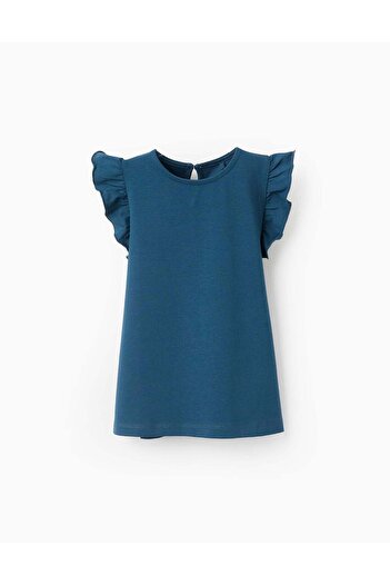 Ziddy Vest Top with Ruffles for Girls, Dark Blue