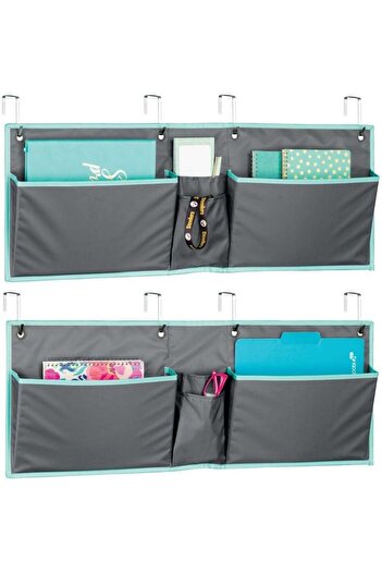 MDesign Hanging Organizer Set of 2, Polyester, Gray/Light Blue, 78.7 x 5.1 x 30.5 cm