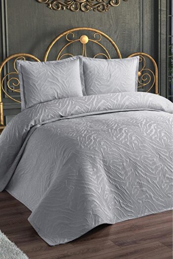Çeyiz Diyarı Ultrasonic Quilted Fenomen Double Bedspread Gray
