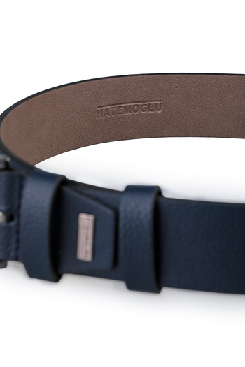Hatemoğlu Navy Blue Men's Leather Sports Belt