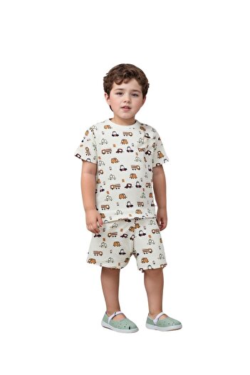 Drop Kids Children's Baby Set Little Car Pattern Shorts Shorts Pajama Set