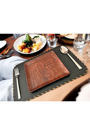 BARITCIOGLU Wooden Plate Square Serving Presentation Plate 22 cm